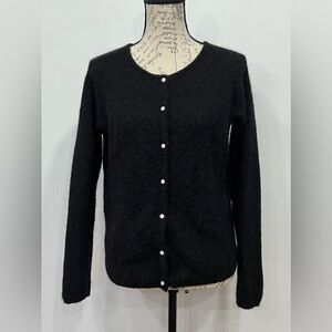 Sezane Gaspard Black Mohair Alpaca Button Up Cardigan Sweater Size Small Classic